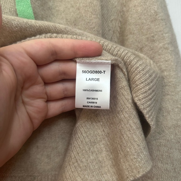 NWOT One Grey Day Cashmere Lance Cashmere Hoodie Beige Large - Picture 5 of 6